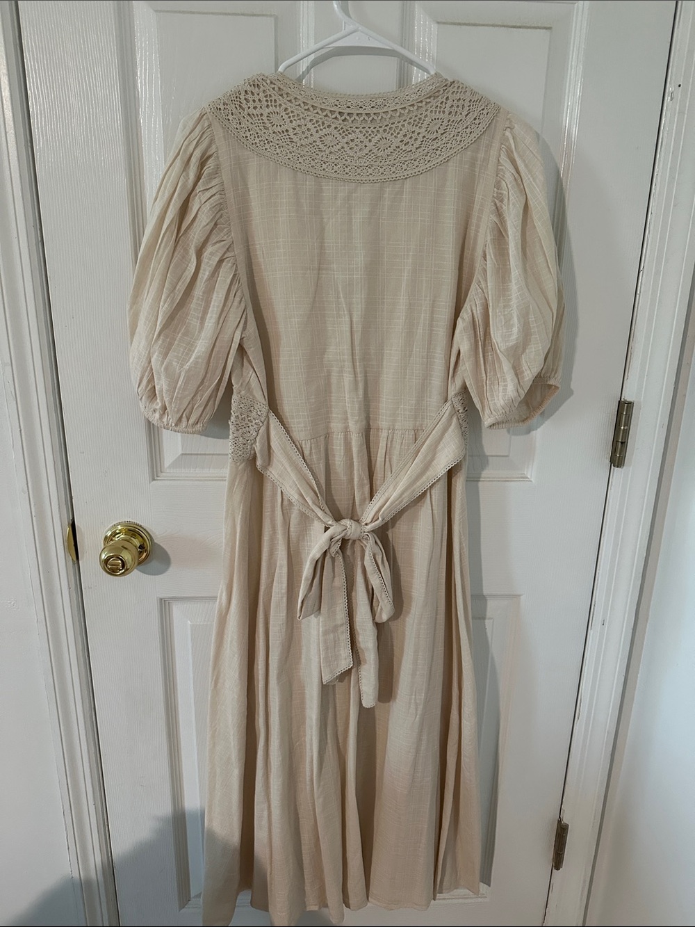 Cleobella Cream Lace-Trim Midi Dress with Puff Sleeves - Picture 4 of 4